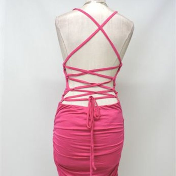 Women's UK2LA Open Back Ruched Dress - Size L - Picture 3 of 8